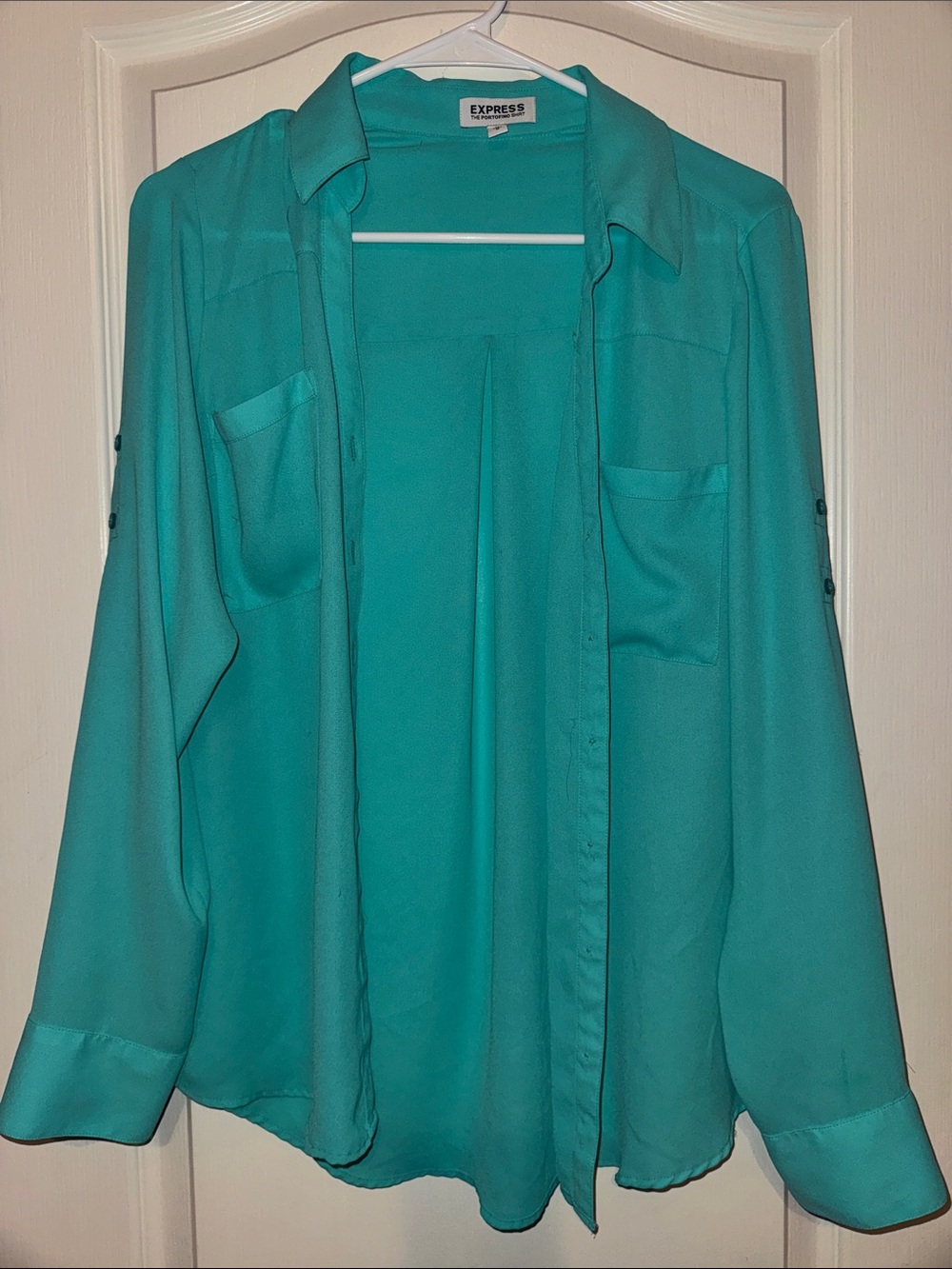 Express Teal Button-Down Blouse